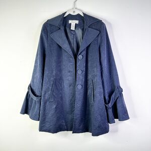 Simonton Says Jacket Women S Navy Blue Bell Ruffle Slv Cotton Classic Jacquard
